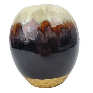 Vase Earth Tones Decor Adult's 7" Brown & Gold Tone Collectible Office/Study